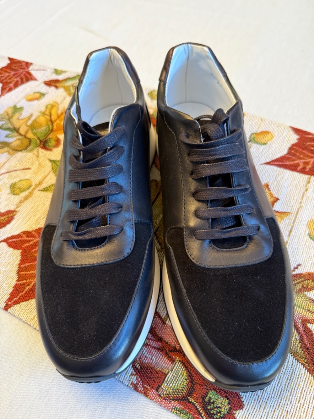 To Boot New York Men's Black Leather & Suede Casual Sneakers / Italy  - sz 9